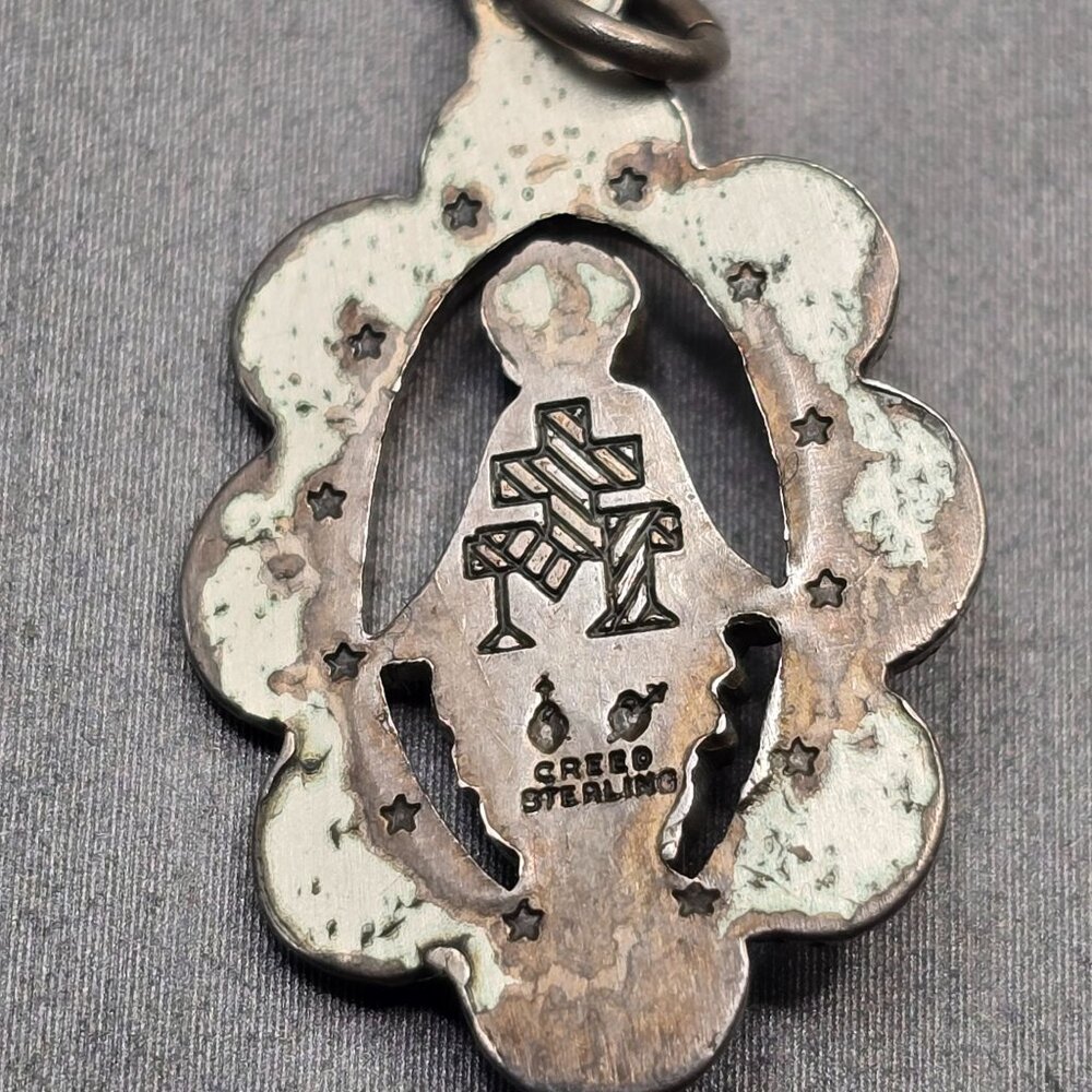 VTG Creed Sterling Silver Miraculous Medal Pendant Necklace 18" Catholic Religio - Picture 7 of 13